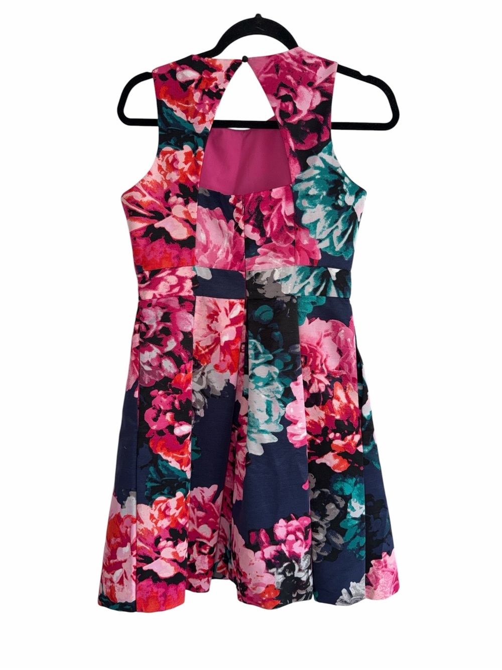 Eliza J Navy Sleeveless Floral Cut-out Back Fit-and-Flare Dress size 6P NWT - Picture 3 of 9